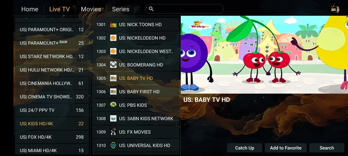 Pongo IPTV gränssnitt på tv skärm 3