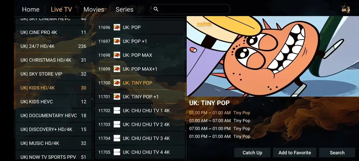 Pongo IPTV gränssnitt på tv skärm 9